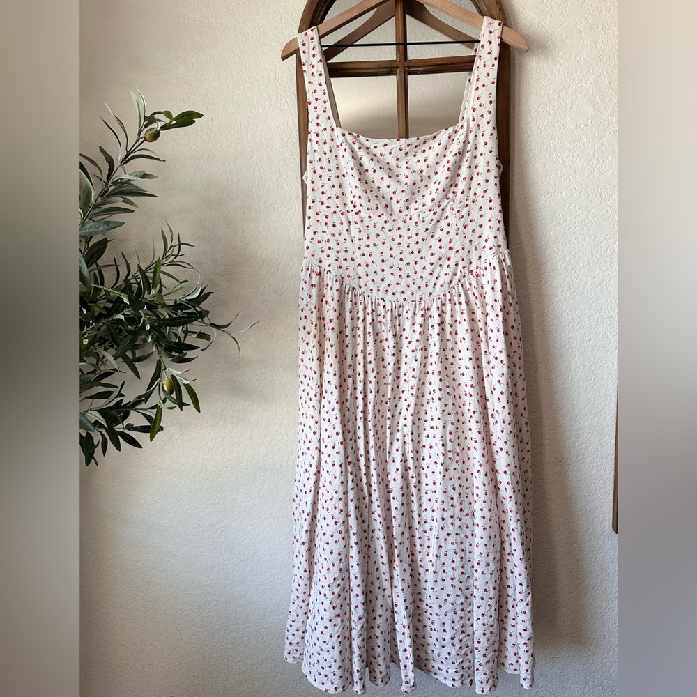Caroline Constas White Midi Dress with Red and Black Dots